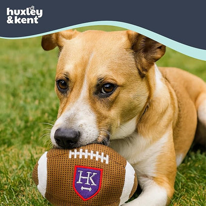 Huxley & Kent Funny Dog Toy w/Squeaker – Power Plush Squeaky Dog Toys for Small, Medium & Large Dogs – Soft Stuffed Animal for Indoor Play & Fetch - HK Football, Large