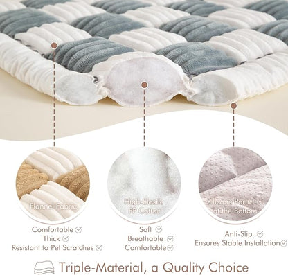 Couch Cover for Sofa, Sectional Couch Cover for Dogs, Sofa Cover Washable, Cushion Cover Blanket Pad Bed Mat for Pets, Fleece Furniture Protector, Camel, 27.6x82.7in