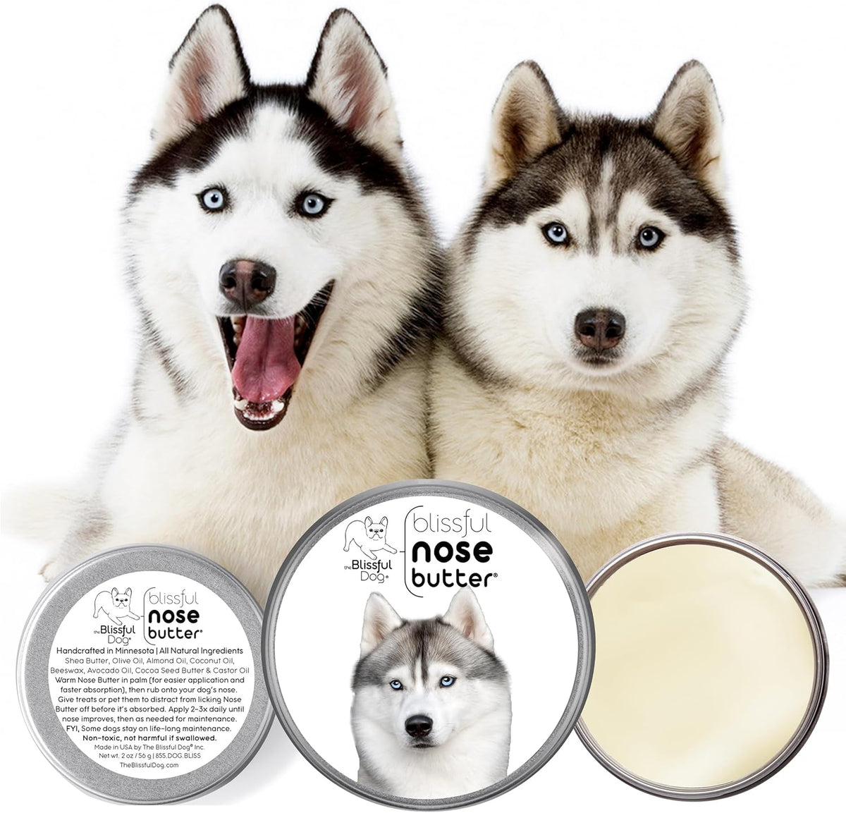The Blissful Dog Husky Unscented Nose Butter - Dog Nose Butter, 8 Ounce