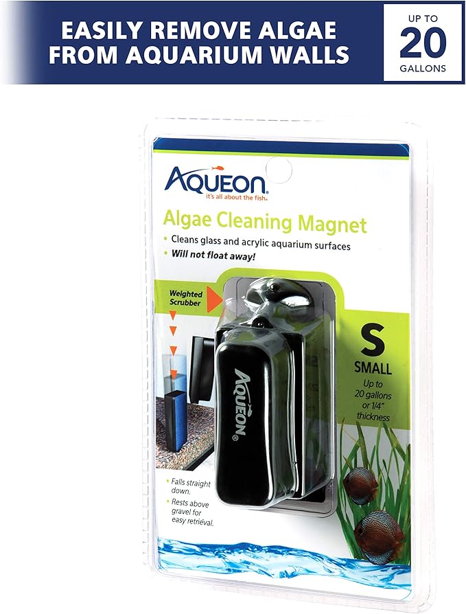 Aqueon Aquarium Algae Scraper, Fish Tank Cleaning Magnets for Glass/Acrylic, Small, Black