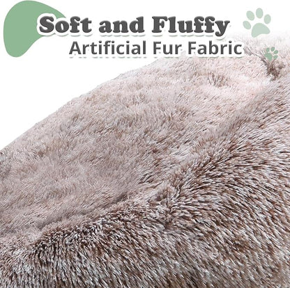 JOLLYVOGUE Dog Beds Large Sized Dog, Calming Anti-Anxiety Dog Bed, Fluffy Donut Cushion for Extra Large Pets (45")