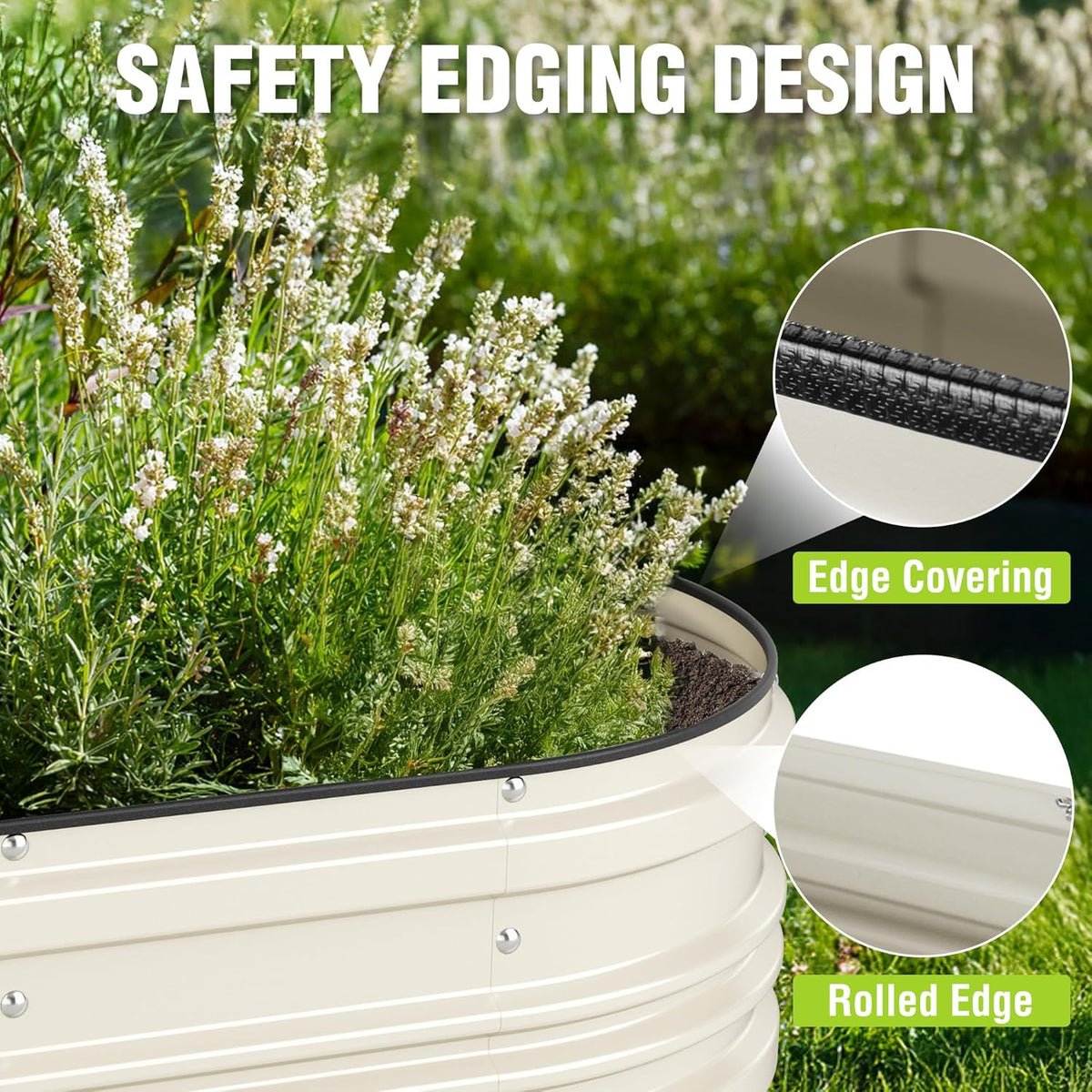 WORKPRO 4x2x1ft Galvanized Raised Garden Bed Set, Rust & Corrosion Protection, Easy Assembly, Safe Edge, Ideal for Vegetables & Flowers, White