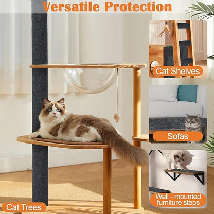 Cat Scratch Furniture Protector - 100" x 17" Trimmable Self-Adhesive Cats Claws Scratch Pads, DIY Cat Climbing Couch Protector for Scratch Post Cat Tree Replacement Indoor (Dark Gray)
