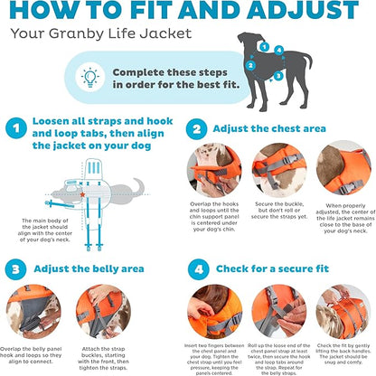Outward Hound Granby Splash Dog Life Jacket, High-Buoyancy Dog Life Vest for Swimming, Boating, and Water Safety, Medium, Orange