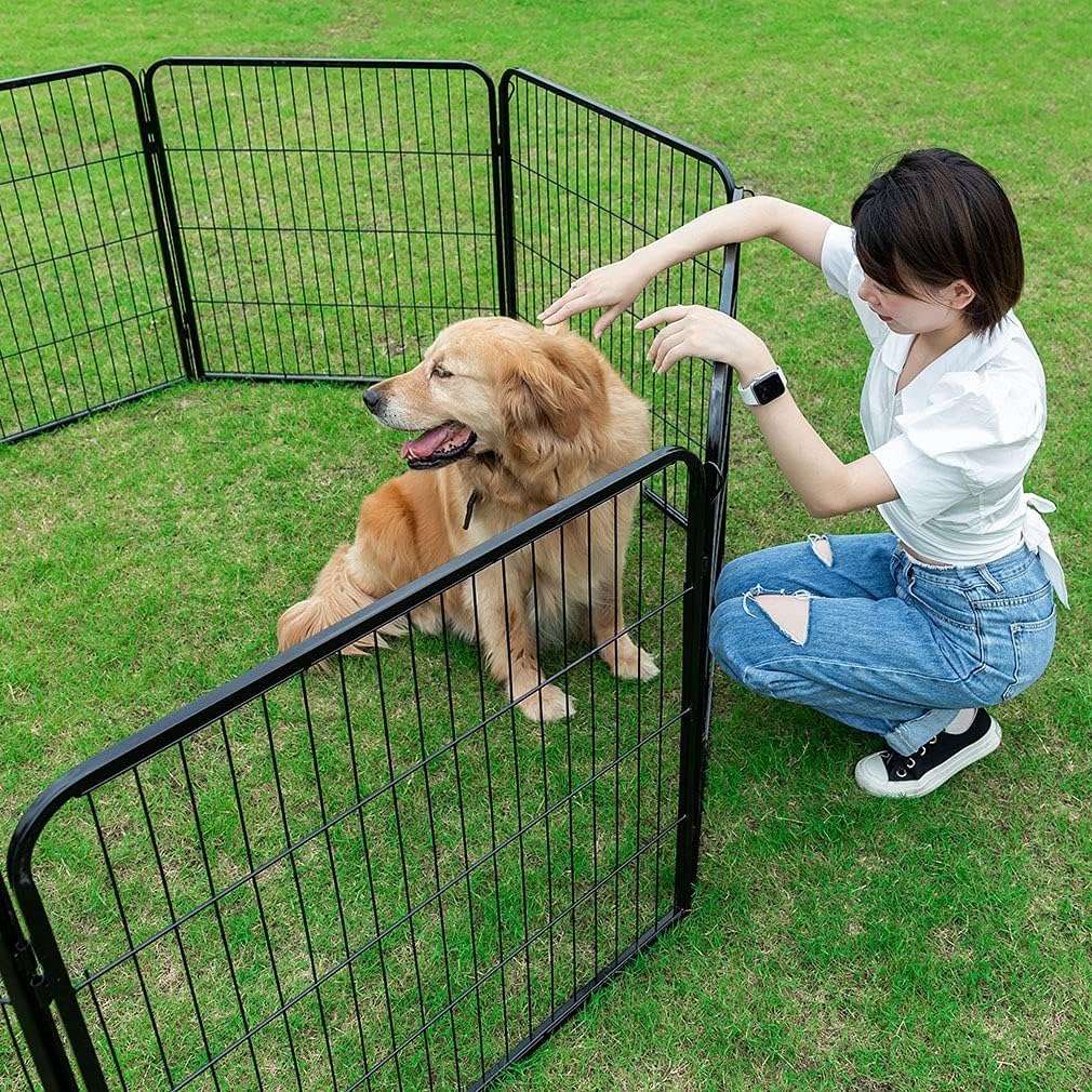 BestPet Dog Playpen Indoor 40 inch 32 Panels Metal Dog Pen Pet Dog Fence Outdoor Exercise Pen with Doors,Pet Puppy Playpen for RV Camping Yard, Black