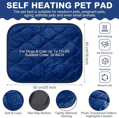 4 Pack Self Warming Cat Mat Self Heating Cat Pad Warm Thermal Pet Bed Washable Dog Crate Pad Body Heat Dog Bed Mat Blanket Non Slip Bottom for Outdoor Indoor Pets