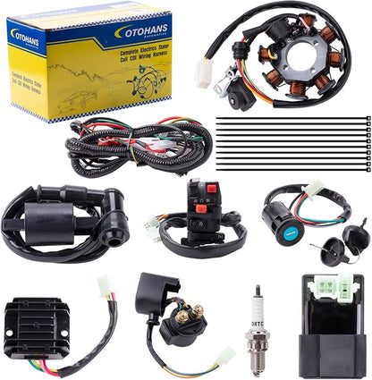 Complete Electrics Stator Coil CDI Wiring Harness with Full Copper Wire for 4-Stroke ATV Quad 150cc-300cc