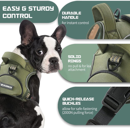No Pull Dog Harness for Medium Dogs, Adjustable No Choke Pet Vest with Dog Leash Fit Smart Reflective Pet Walking Harness for Training Easy Control Soft Handle Green M