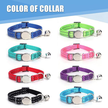Personalized Engraved Cat Collar|Breakaway Safety Round Buckle|Reflective Adjustable Collar with ID Name Tag & Bell for Kittens & Puppies Cats,Red (7.5'' - 12'')