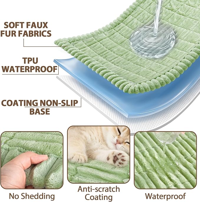 FUANGUI Waterproof Couch Cover Sofa Cover for Dogs and Pets Sofa Protector | Non-Slip Washable Fuzzy Soft Cat Sofa Slipcover for 2-3 Cushion Couch Sofa Pet Friendly, Grass Green, 27.6" x 70.9", 1 pcs