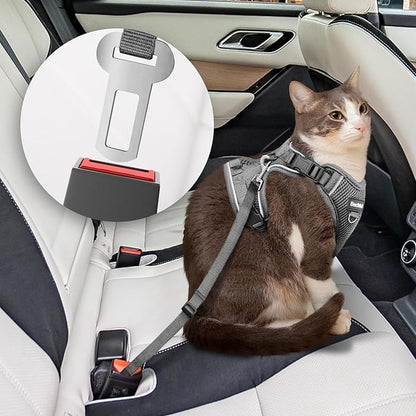 Cat Harness and Leash Set for Walking Escape Proof, Adjustable Soft Kittens Vest with Reflective Strip for Cats, Comfortable Outdoor Vest, Cat Car Leash, Grey, XXS