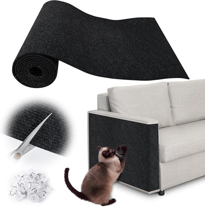 Cat Scratch Furniture Protector - 40" x 17" Trimmable Self-Adhesive Cats Claws Scratch Pads, DIY Cat Climbing Couch Protector for Scratch Post Cat Tree Replacement Indoor (Black)