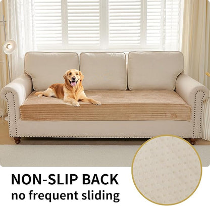 HAOMAIJIA Waterproof Couch Cover for Dogs Washable,Faux Fur Pet Couch Covers for Sofa,Soft Dog Bed Cover Non-Slip Couch Covers for 3 Cushion Couch Sofa Pet Friendly (Khaki, 35" x 74")