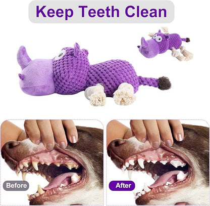 Dog Toys Tough Dog Toys for Large Dogs Plush Dog Toys for Aggressive Chewers Stuffed Dog Toys Durable Squeaky Dog Toys Puppy Chew Toys Dog Chew Toys for Small, Medium, Large Breed, Purple