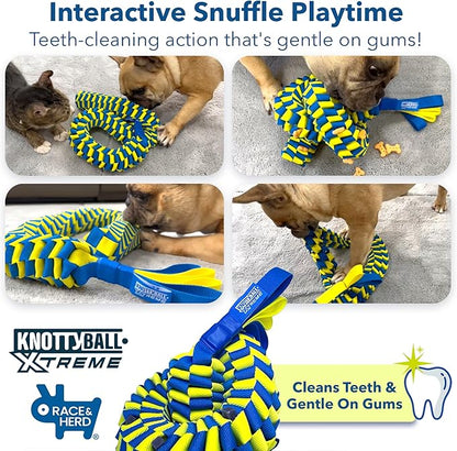 Race&Herd KnottyBall Xtreme Snuffle Ball - Interactive Dog Puzzle Toy for Small Dogs, Stimulating Dog Toys for Boredom, Treat Puzzle Toys for Dogs Enrichment, Snuffle Treat Dispensing Smart Dog Toys