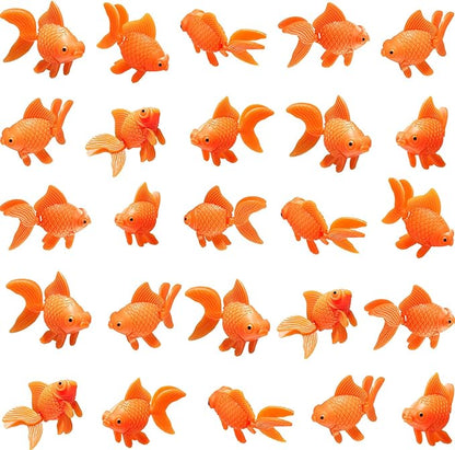 Sumind 30 Pieces Fake Goldfish Plastic Floating Artificial Aquarium Fish Realistic Moving Orange Goldfish Ornament Decorations for Aquarium Tank