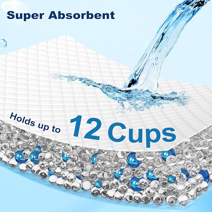 MIZOK XXL Pee Pads for Dogs Super Absorbent Extra Heavy Duty 28x44in 30Ct | Extra Long 28x44in Blue Dog Pads with Jellyfish Prints Feature Adhesive Tabs to Protect Floors for Long Bodied Dogs