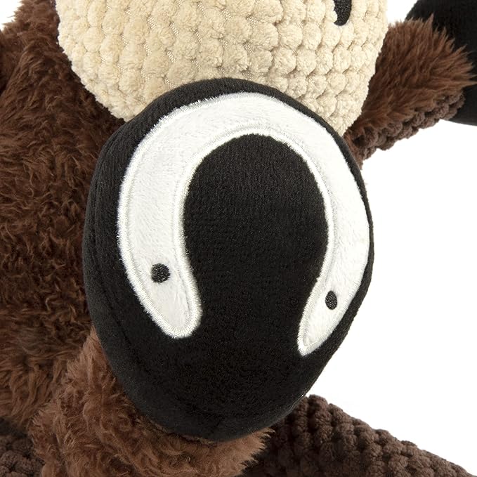 goDog Checkers Just for Me Skinny Horse Squeaky Plush Dog Toy, Chew Guard Technology - Brown, Mini