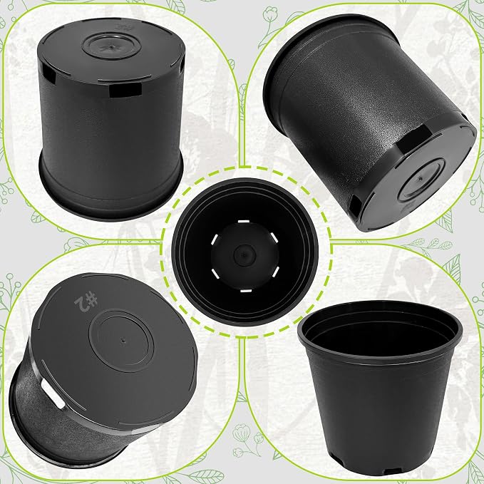 2 Gallon Nursery Pots Plastic Container Injection Molded Pot for Plants Flexible with Drainage Holes Suitable for Plants Soil Growers or Hydroponics Black 10 Pcs