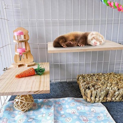 Chinchilla Wooden Platform Ledge 13 × 8 ’’ Bird Perch Stand Shelf 2PCS Large Platform for Ferret Rabbit Guinea Pig Conure Hamster Parrot Macaw Cockatiel