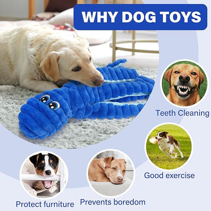 Prime Pets Squeaky Dog Toys for Large Dogs, 27” Extra Large Octopus Dog Toy to Keep Them Busy, Interactive Plush Chew Toy for Small Medium Large Dogs, Tug of War Pet Toys, Blue