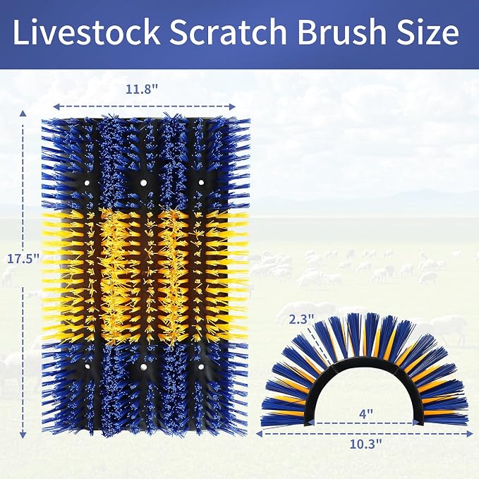 Livestock Scratching Brush, 4PCS Upgraded Cattle Scratcher with 24 Screws, Horse Brush for Grooming, Relieve Itching on the Back of Livestock, Cattle Supplies for Horse, Goat, Cow, Pig (XL Size)