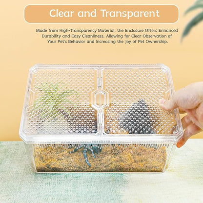 High-Transparency Reptile & Insect Enclosure Terrarium with Magnetic Door, Excellent Ventilation, Easy Cleaning, and Strong, Long-Lasting Build for Cricket,Frog,Gecko(White, 9.3x6.2x4.6 Inch)