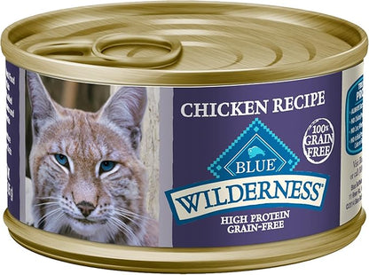 Blue Buffalo Wilderness High-Protein, Grain-Free Natural Wet Food for Adult Cats, Chicken Paté, 3-oz, 24-pack