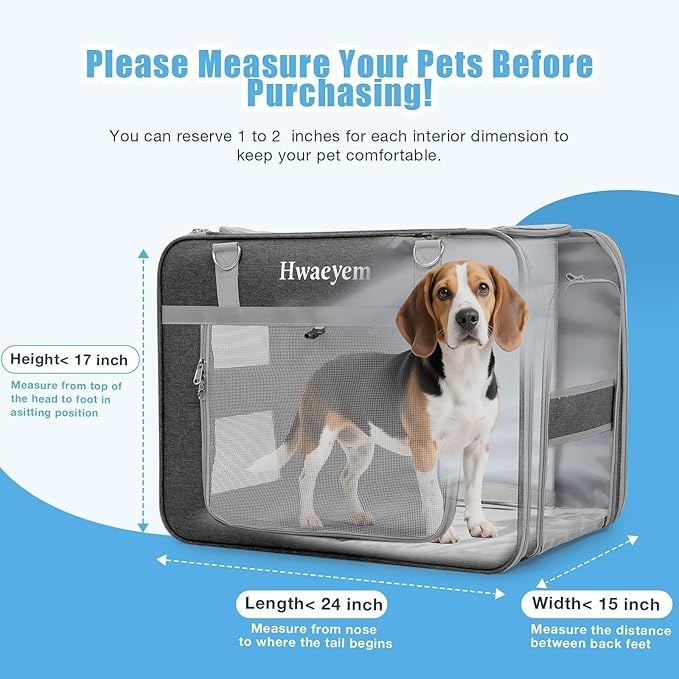 Extra Large Cat Carrier for 2 Cats with Wheels, 24" X 15" X 17" Dual-Compartment Cat Car Travel Carrier, Breathable Rolling Dog Carriers for Small Dogs with Zipper Locks, Light Gray