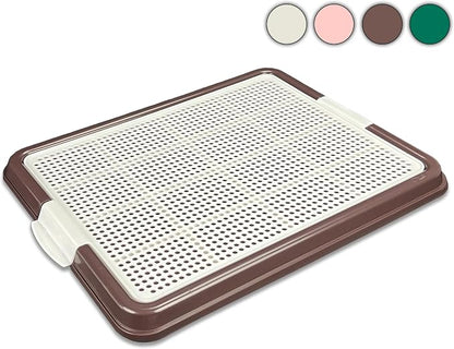 Dog Pee Pad Holder Tray, Puppy Potty Training, 22.5"x16.5", PP Plastic, Snap Lock, 4 Colors (Brown)