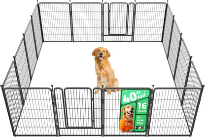 FXW Rollick Unleashed Dog Playpen for Indoor, Yard, RV Camping, 40 inch 16 Panels for Medium and Large Dogs│Patented