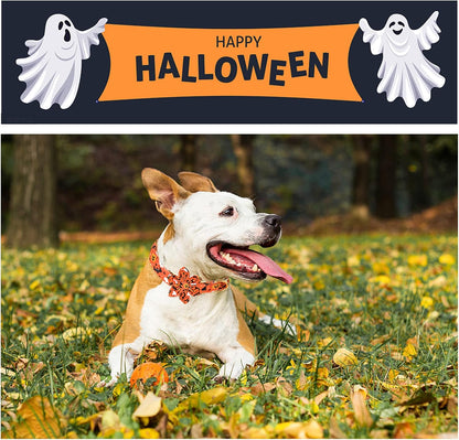 Unique style paws Halloween Dog Collar with Flower Tie Cotton Adjustable Puppy Collar for Small Medium Large Dogs-M