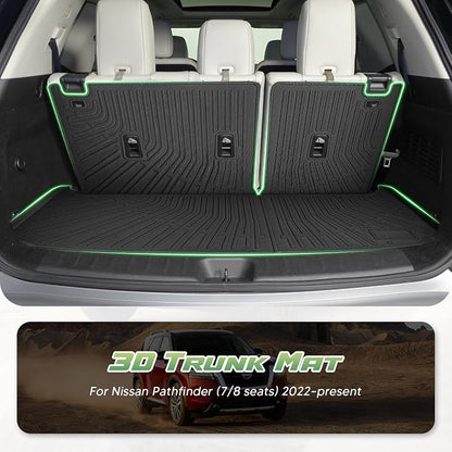 Cartist Cargo Mat & Backrest Mat Fits for Nissan Pathfinder 2022 2023 2024 2025 2026(7/8 Seats) All Weather TPE Trunk mat for Pathfinder Car Accessories for Pathfinder 2022-2026
