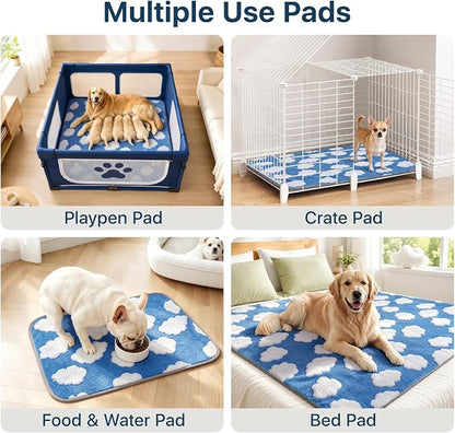 LOOBANI Reusable Pee Pads for Dogs Extra Large, 36"x72", 2 Pack, Blue | Non-Slip Washable Dog Mat, Super Absorbent Washable Puppy Pads, Leak-Proof Pee Rug For Hallway Runner, Floor, Bed