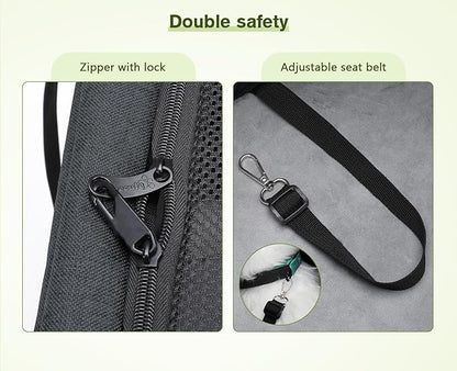 Pecute Cat Carrier with Wheels,Steel Wire Frame Cat Carrier, Stable Pet Trolley Bag for Cats, Pet Handbag and Stroller, Portable Cat Carrier Bag for Car Travel Bus Subway, Dark Grey