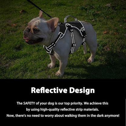 Escape Proof Dog Harness, Dachshund Harness, Reflective Dog Harness with Handle, Durable,Adjustable Vest for Small Medium Large Dogs Walking, Training, and Running Gear (Black,L)