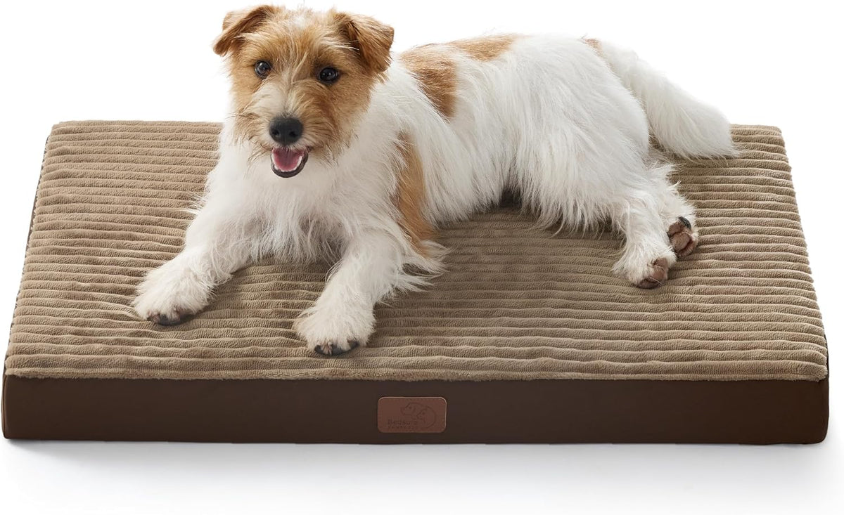 Bedsure Dog Bed Medium Size Dog - Orthopedic Pet Beds with Removable Machine Washable Cover, Egg Crate Foam Puppy Pad, Suitable for Pet Up to 35 lbs, 29"x18"