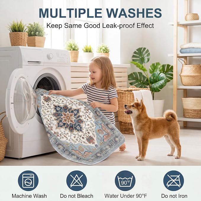 Washable Pee Pads for Dogs,Great Urine Absorbent Reusable Puppy Training Pads,Waterproof,Leak-Proof & Non-Slip Potty Pads for Whelping,Crate,Playpen,Bed.(Gray Floral,36"x72")
