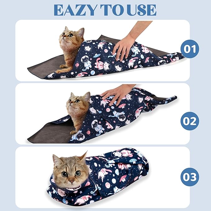 35.4" Cat Grooming Wrap, Cat Wrap for Cutting Nails, Anti-Scratch, Anti-Escape Calming Packaging, Cat Swaddle Wrap for Adult Cats, XX-Large