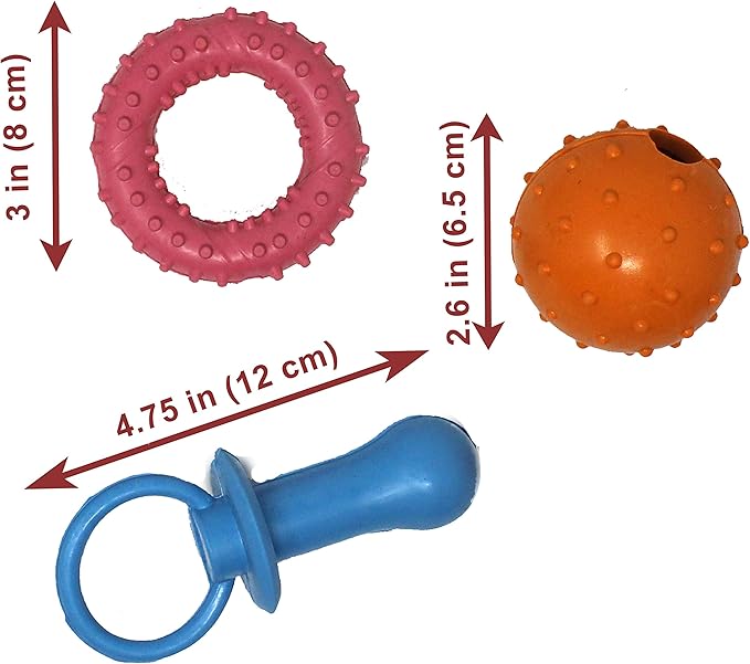 Jalousie Chew Toy Natural Rubber chew Toy for Interactive Play Toy Ball Rope Rubber Value Set for Small to Medium Breed Dog mutt Puppy