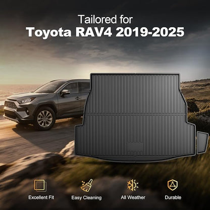 AOMSAZTO 2025 Cargo Mat: All Weather Cargo Liner Compatible with Toyota RAV4 (Include Hybrid) 2019-2025 Waterproof Trunk Mat TPE 3D Heavy Duty Rear Trunk Tray