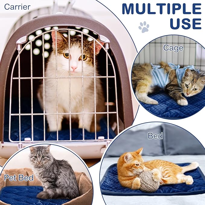4 Pack Self Warming Cat Mat Self Heating Cat Pad Warm Thermal Pet Bed Washable Dog Crate Pad Body Heat Dog Bed Mat Blanket Non Slip Bottom for Outdoor Indoor Pets