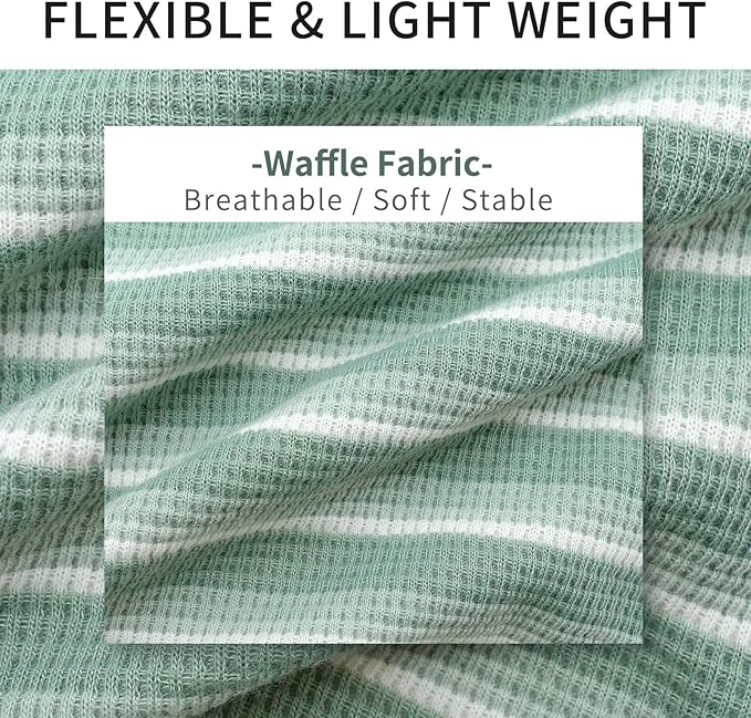 KYEESE 2Pack Waffle Dog Shirts for Small Dogs Stretchy T-Shirts Lightweight Tank Top Sleeveless Striped Vest Breathable Cat Tee, Medium, Green+Striped