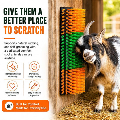 Livestock Scratching Brush, 4-Pack-Grooming Posts for Cows, Horses, Goats and Pigs with 8 Screws, Help Relieve Discomfort in Livestock and Prevent Damage to Fences