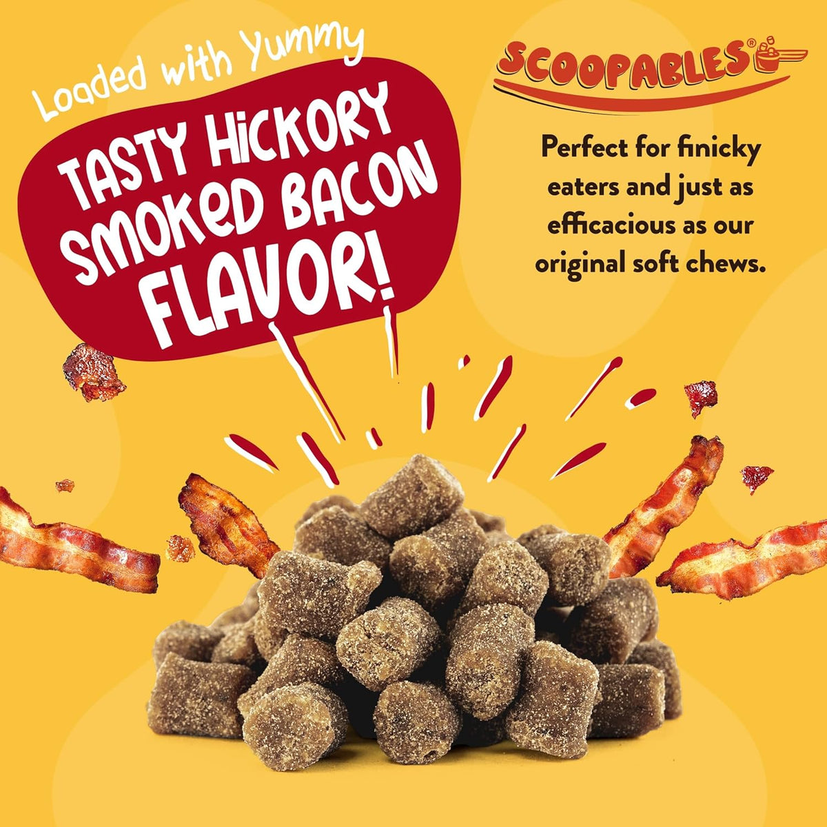 NaturVet Scoopables Advanced Probiotics for Dogs - Chewable Dog Probiotics & Digestive Enzymes - Support a Healthy Gut for Your Pet - Hickory Smoked Bacon Flavor | 11oz Bag