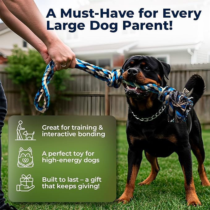 Pacific Pups Products 2 Pack Blue - XL Dog Rope Toy for Aggressive Chewers - Benefits Non-Profit Dog Rescue - Tug of War Dog Toy, Dog Toys for Large Dogs, Tough Dog Toys for Aggressive Chewers