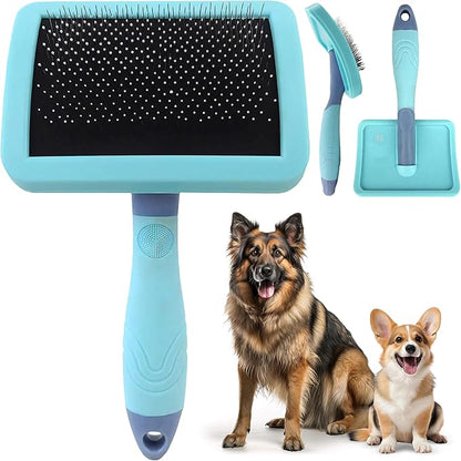 American Kennel Club AKC Deshedding Slicker Brush with Coated Tips for Dogs and Cats, Skin-Friendly Grooming and Deshedding Brush, Removes Loose Hair and Detangles Fur, Suitable for All Breeds