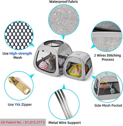 Tenrai Portable Cat Playpen, Trapezoidal Design for Better Standing, Foldable Pet Tent for Indoor and Outdoor Use of Kitten and Puppy, Dog Play Enclosure, Cat Houses & Condos