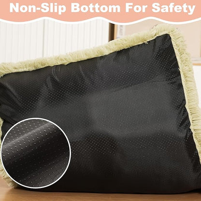 Bedfolks Waterproof Crate Bed, Plush Dog Kennel Pad with Removable Cover, Faux Fur, Washable, 41"x27", Sage Green