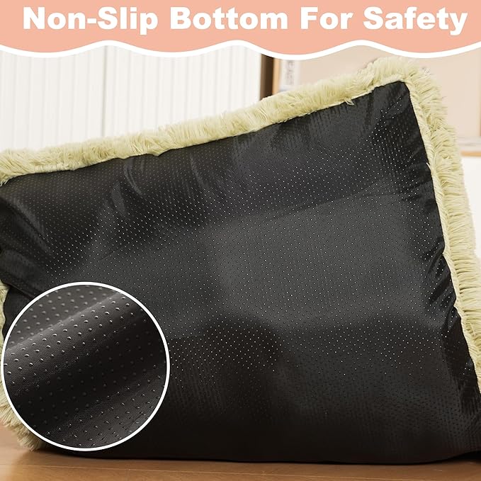 Bedfolks Waterproof Crate Bed, Plush Dog & Cat Kennel Pad with Removable Cover, Faux Fur, Washable, 17"x12", Sage Green